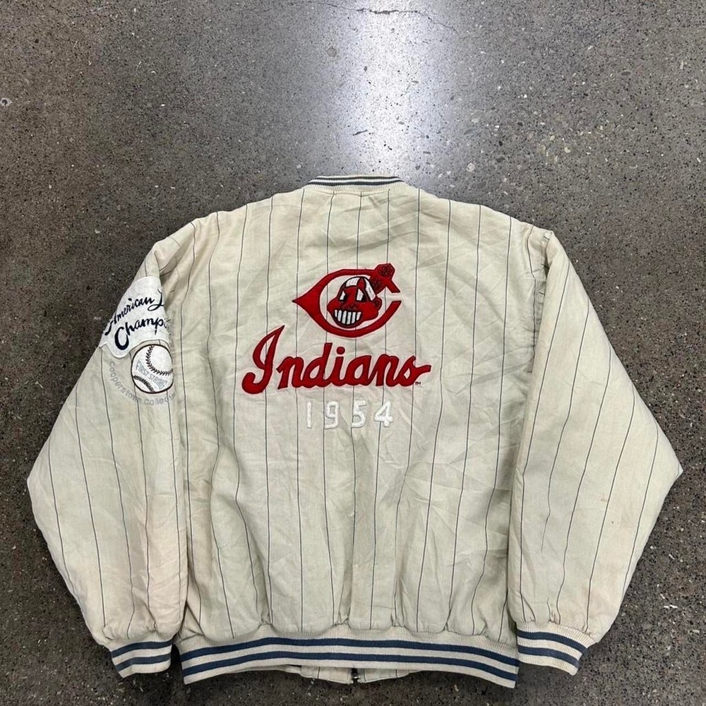 Vintage Cleveland Indians 1954 Commemorative Pinstripe Varsity Jacket
